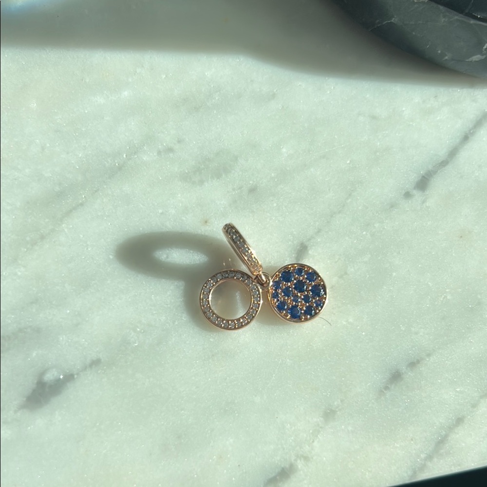 Gold and Blue double dangle pandora charm